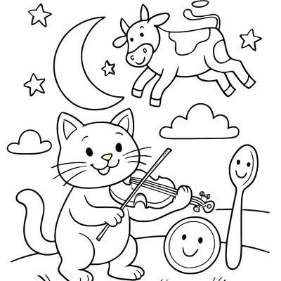 Hey Diddle Diddle With A Cat Playing A Fiddle
