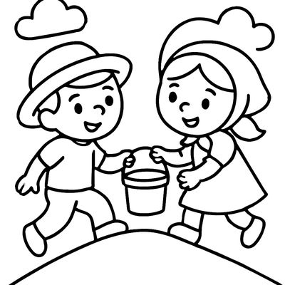 Jack And Jill Going Up A Hill With A Pail
