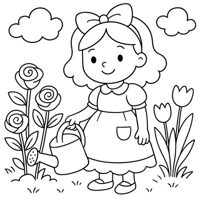 Mary Mary Quite Contrary In Her Garden Scene