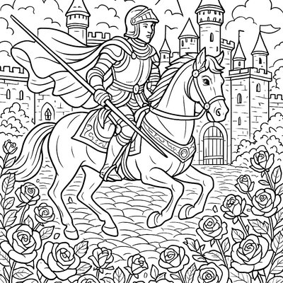 Knight On Horseback Crossing Stone Bridge