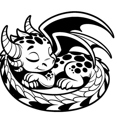 A Dragon Curled Up Sleeping