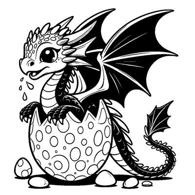 A Dragon Hatching From An Egg