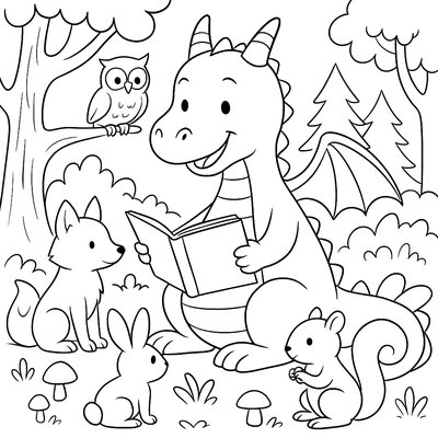 Friendly Dragon Helping Plant A Magical Garden