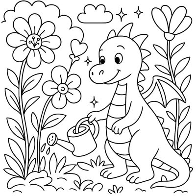 Friendly Dragon Tending Garden Of Magical Healing Herbs