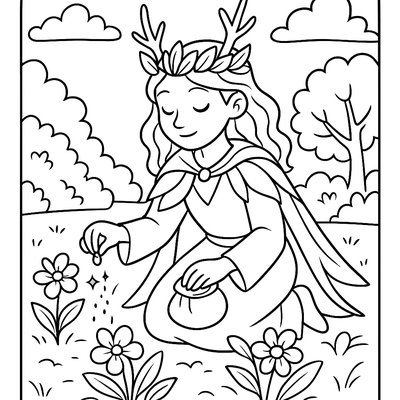 A Nature Guardian Planting Magical Seeds That Instantly Bloom Into Flowers