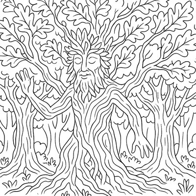 A Tree Spirit Protecting A Grove Of Ancient Oaks