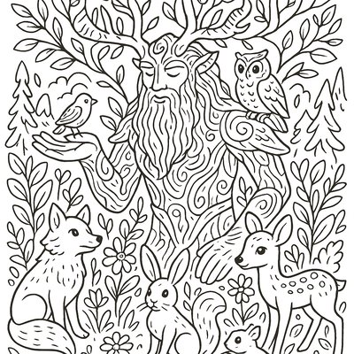 Magical Earth Guardian Protecting Forest Animals