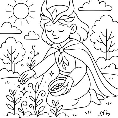 Nature Guardian Planting Seeds With Magical Growing Powers