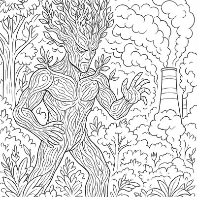 Tree Spirit Guardian Protecting A Forest From Pollution