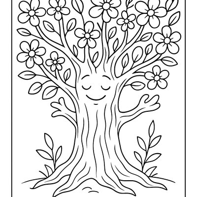 Tree Spirit With Flowers Growing From Its Branches
