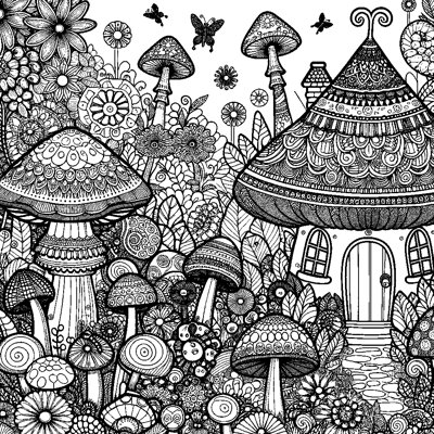 A Fairy Garden With Mushroom Houses