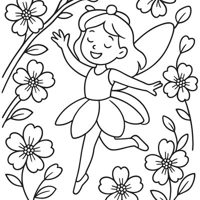 A Flower Fairy Dancing Among Cherry Blossoms