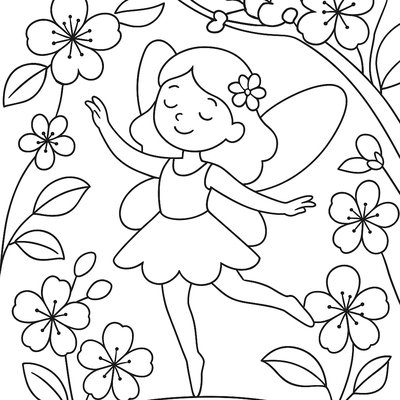 A Garden Fairy Dancing Among Cherry Blossoms
