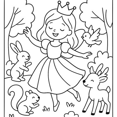 Fairy Princess Dancing With Woodland Creatures