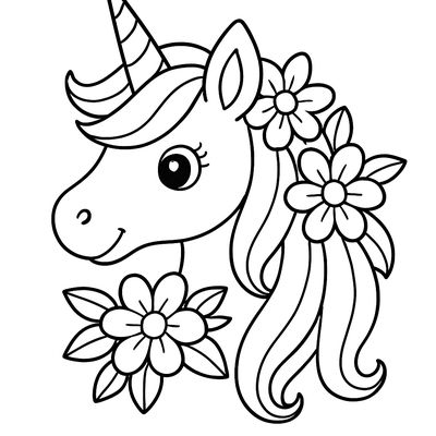 A Unicorn With Flowers In Its Mane