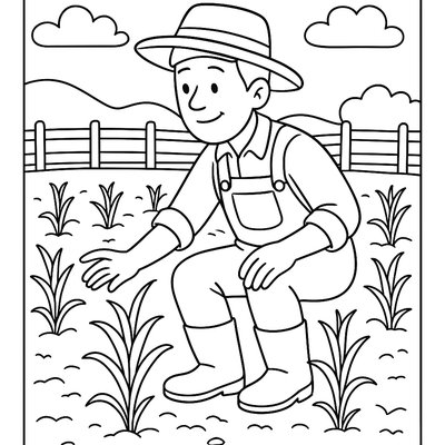 A Farmer Checking On Newly Planted Corn Field