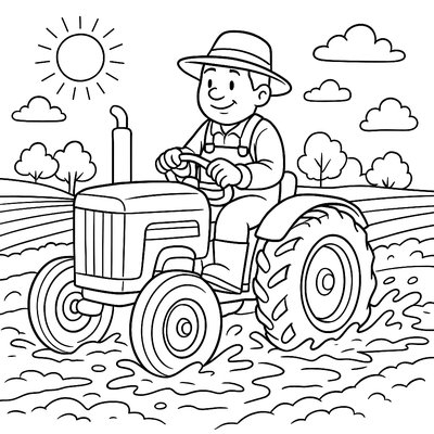 Farmer Driving Tractor Through Muddy Spring Fields