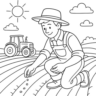 Farmer Planting Corn Seeds In Spring Fields
