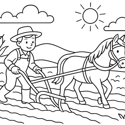 Farmer Plowing Field For Spring Planting