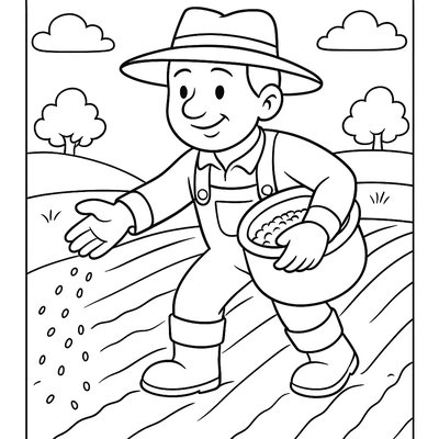 Farmer Spreading Seeds In Freshly Plowed Field