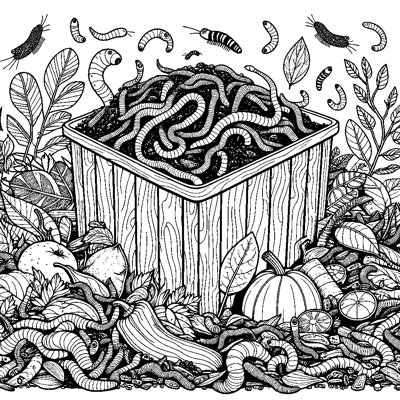 A Compost Bin With Worms And Plant Scraps
