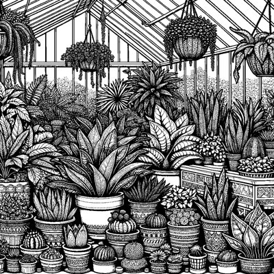 A Greenhouse Full Of Potted Plants