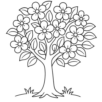 Apple Tree Blossoming With Pink Flowers