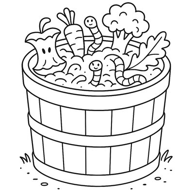 Composting Bin With Vegetable Scraps And Worms