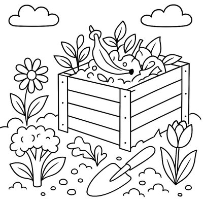Composting System With Spring Garden Scraps