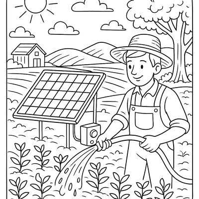 Farmer Using Solar-powered Equipment In Vegetable Fields
