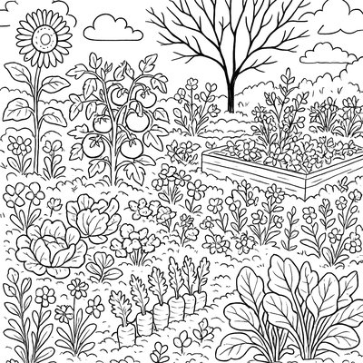 Permaculture Garden With Companion Planting In Spring