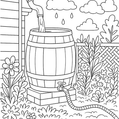 Rain Water Collection System In Garden