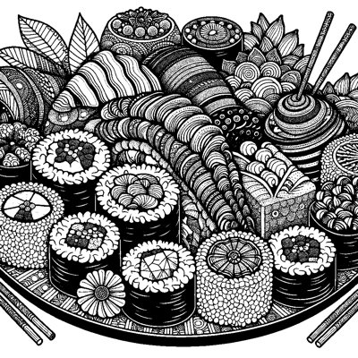 A Sushi Platter With Different Types Of Rolls