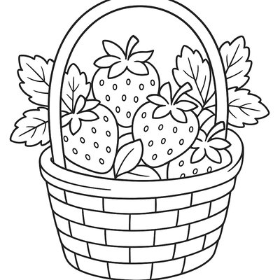 A Basket Of Fresh Strawberries With Leaves