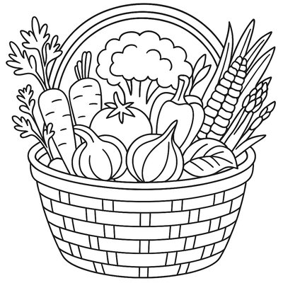 A Basket Overflowing With Fresh Spring Vegetables And Herbs