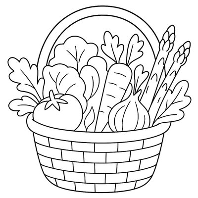 Basket Of Fresh Spring Vegetables From Garden Harvest