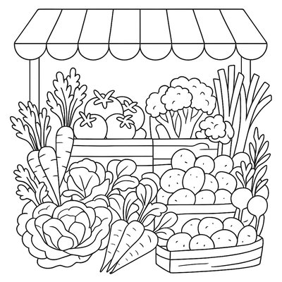 Farmer's Market Stall Overflowing With Spring Vegetables