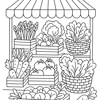 A Farmer's Market Stall With Fresh Spring Vegetables