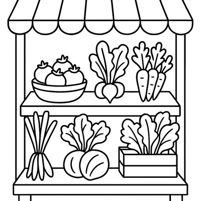 A Farmer's Market Stand With Fresh Spring Vegetables And Herbs