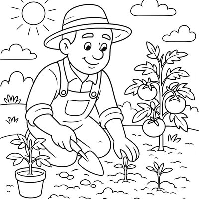 Farmer Planting Organic Tomato Seedlings