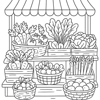 Farmer's Market Stall With Fresh Organic Spring Produce