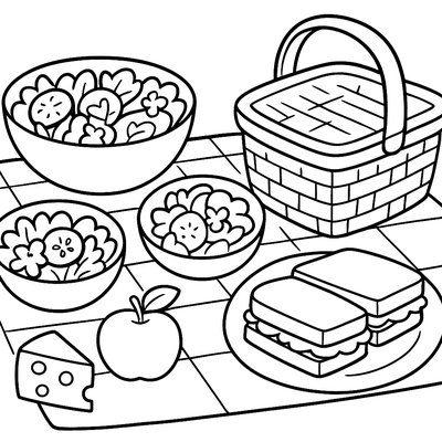 A Family Picnic Spread With Fresh Spring Salads And Sandwiches