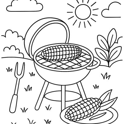 Outdoor Barbecue With Corn On The Cob