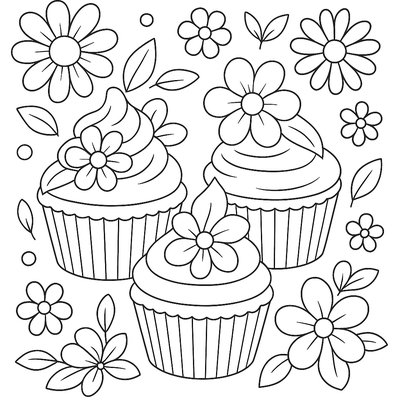 Spring-themed Cupcakes Decorated With Flower Designs