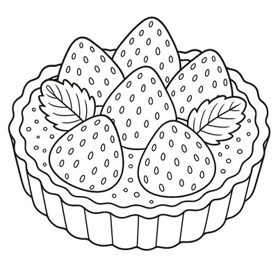 Strawberry Tart Decorated With Mint Leaves And Powdered Sugar