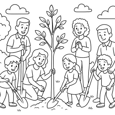 Community Tree Planting Ceremony In City Park