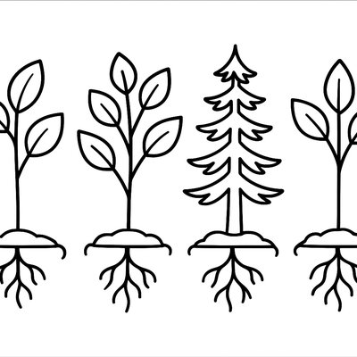 Different Types Of Tree Seedlings Ready For Planting
