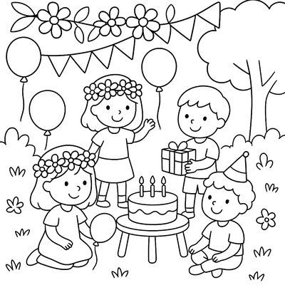 Outdoor Spring Birthday Party With Flower Crown Decorations