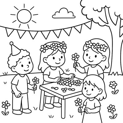 Outdoor Spring Birthday Party With Flower Crown Making Activity