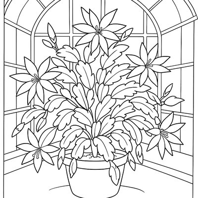 Christmas Cactus Blooming With Star-shaped Flowers In Greenhouse